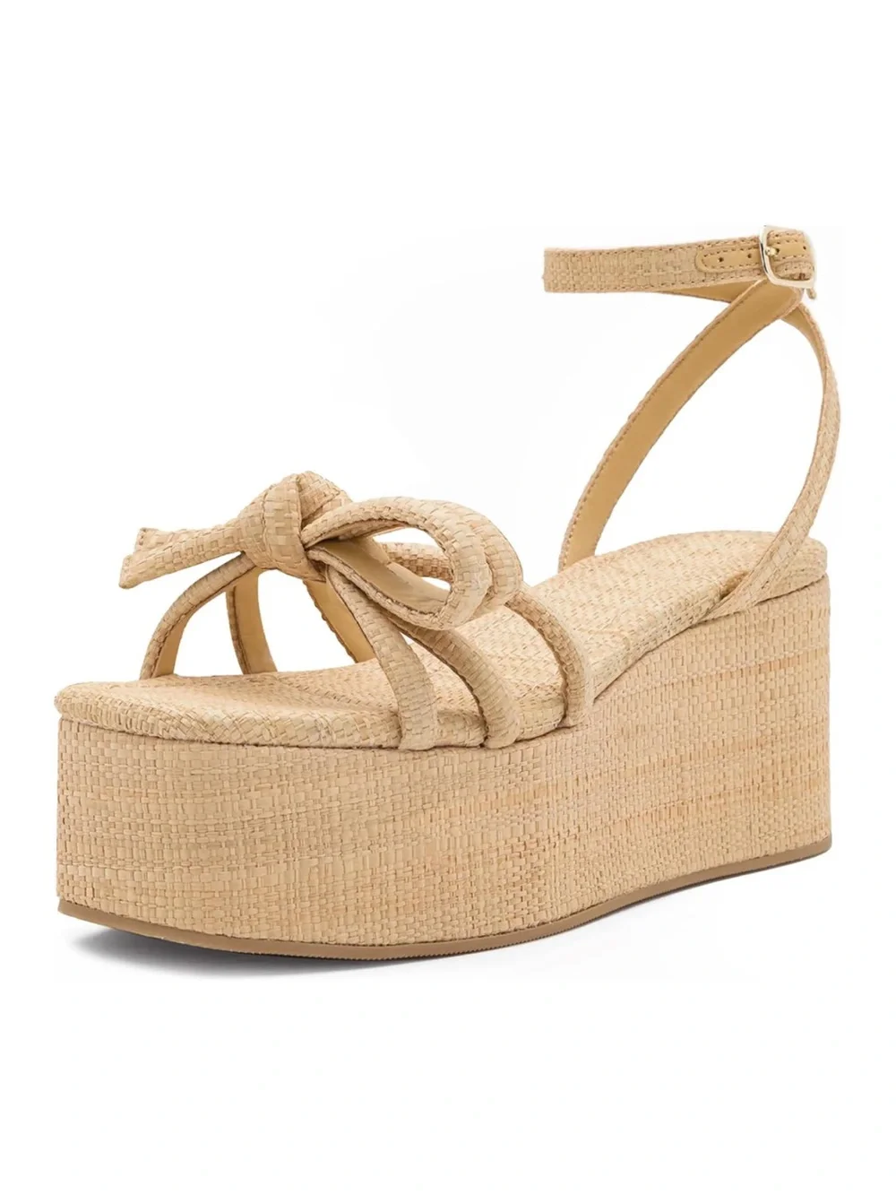 Woven Platform Ankle-Strap Sandals